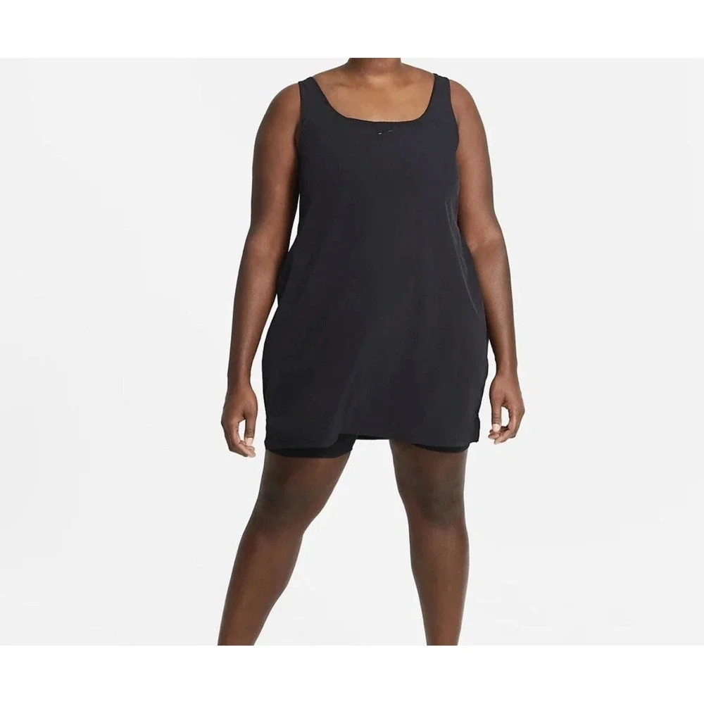 $90 NEW Nike Training Dress Bliss Luxe Women Sz 1X Black Built In Shorts Dri Fit